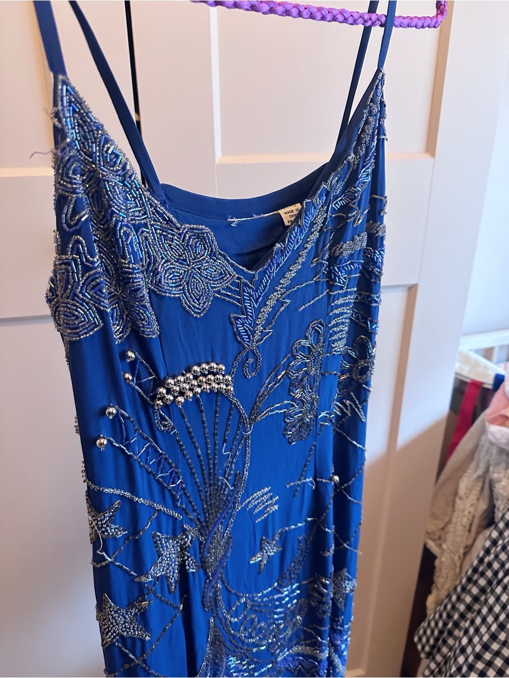 Vintage midnight blue beaded starry sky dress - Picture 4 of 7